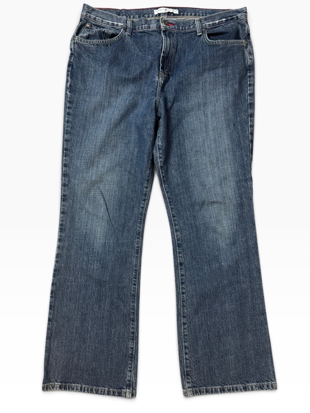 Vintage 2002 Tommy Hilfiger Worn Hipster Bootcut Jeans Size 16 Y2K